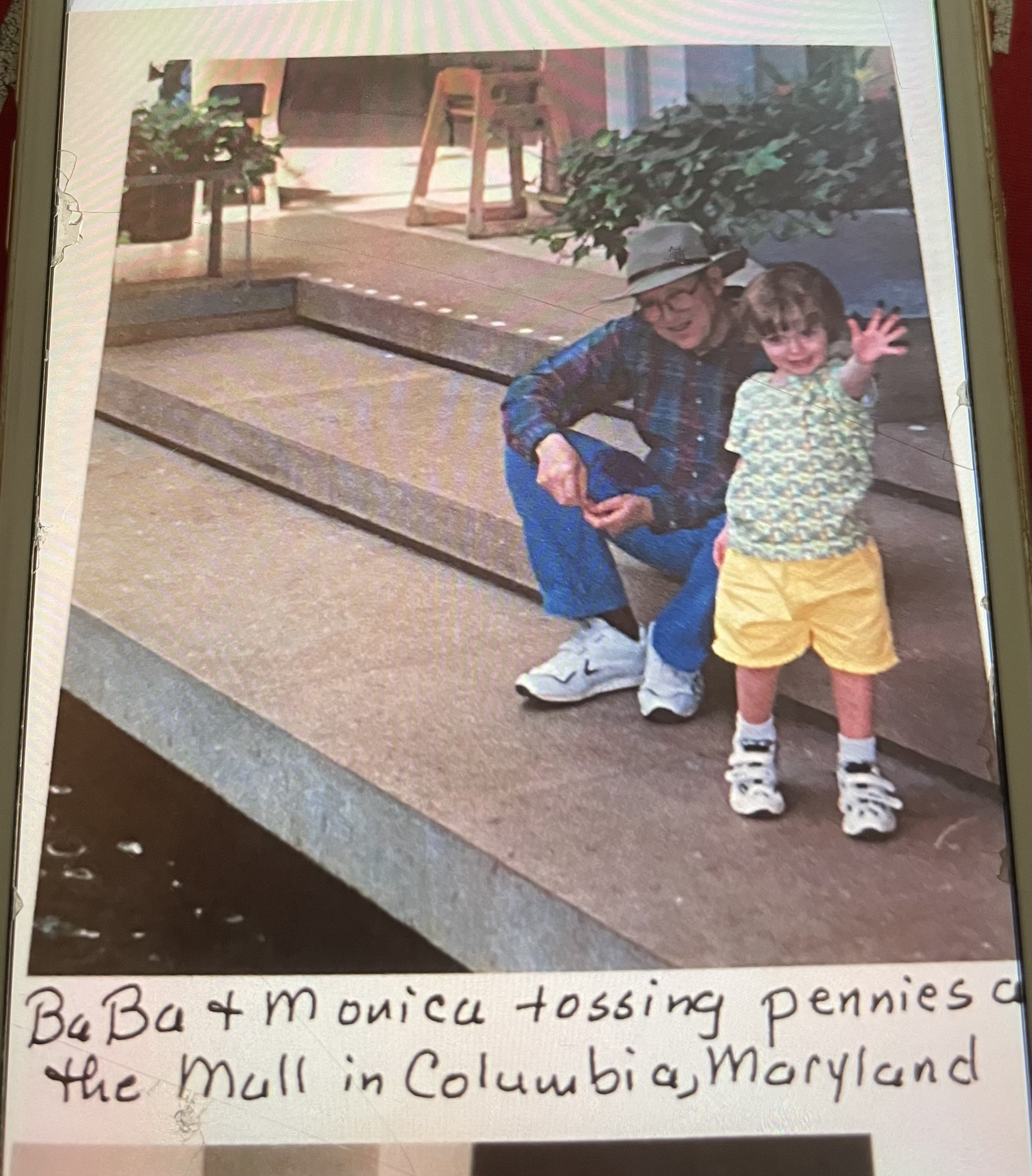 Monica and Baba tossing pennies